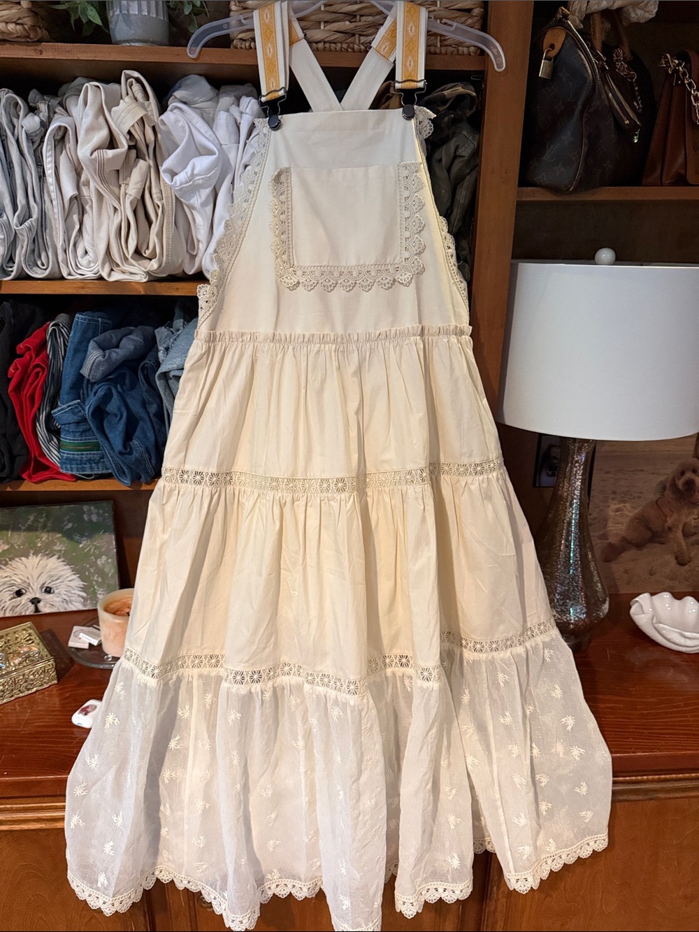 Listicle Cream Maxi Dress with Yellow Straps - Picture 4 of 5